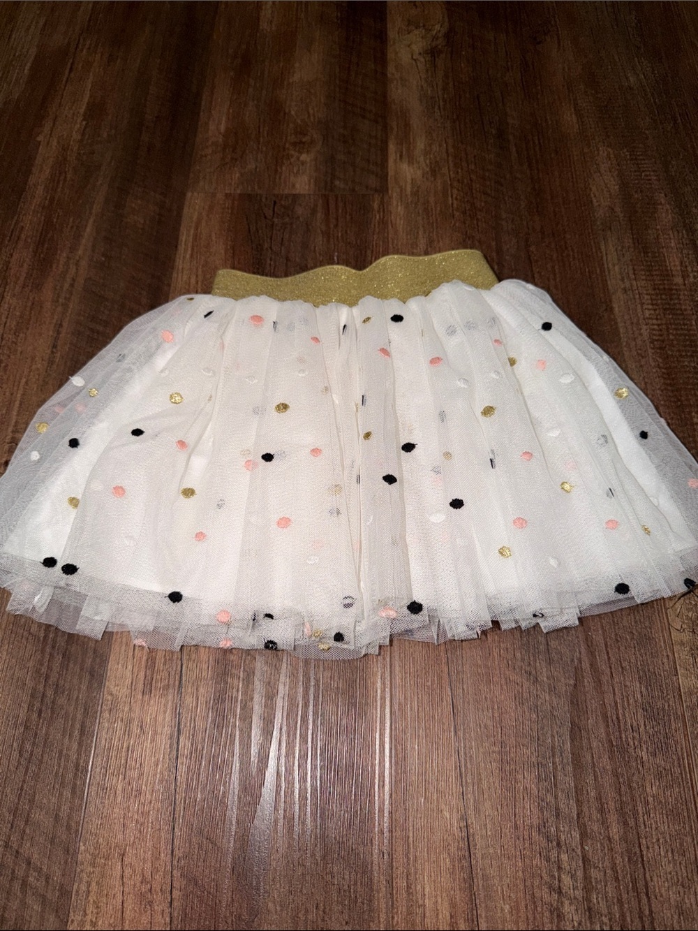 Pippa and Julie polka dot tutu gold waistband skirt size 2T